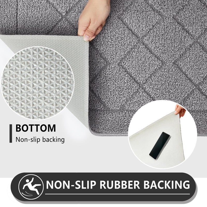 REFETONE Indoor Doormat, Front Back Door Mat 32"x48" Rubber Backing Non Slip Mats, Absorbent Washable Entrance Doormat for Entryway, Resist Dirt Low-Profile Inside Floor Mat for Muddy Shoes Light Grey - Image 4